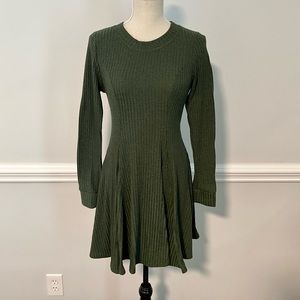 Altar’d State Green Ribbed Long Sleeve Dress, Size M